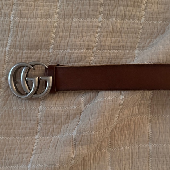 Gucci Other - Gucci Brown Leather Belt with Silver GG Buckle